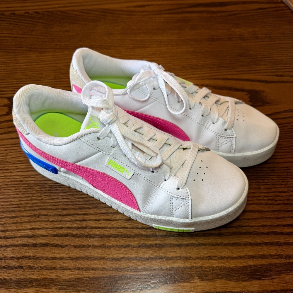 Used Puma SoftFoam+ Shoes Womens Size 9.5 White Pink Platform Sneakers 382704-02